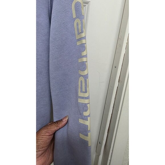 Carhartt Women's Relaxed Fit Lavender Hooded Sweatshirt Logo Print On Sleeve Siz - Picture 4 of 8